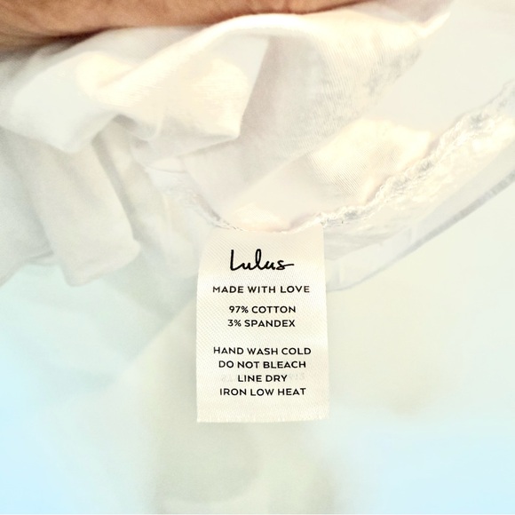 Lulus White Ruffled Hook and Eye Smocked V-Neck Top SMALL - Picture 9 of 15